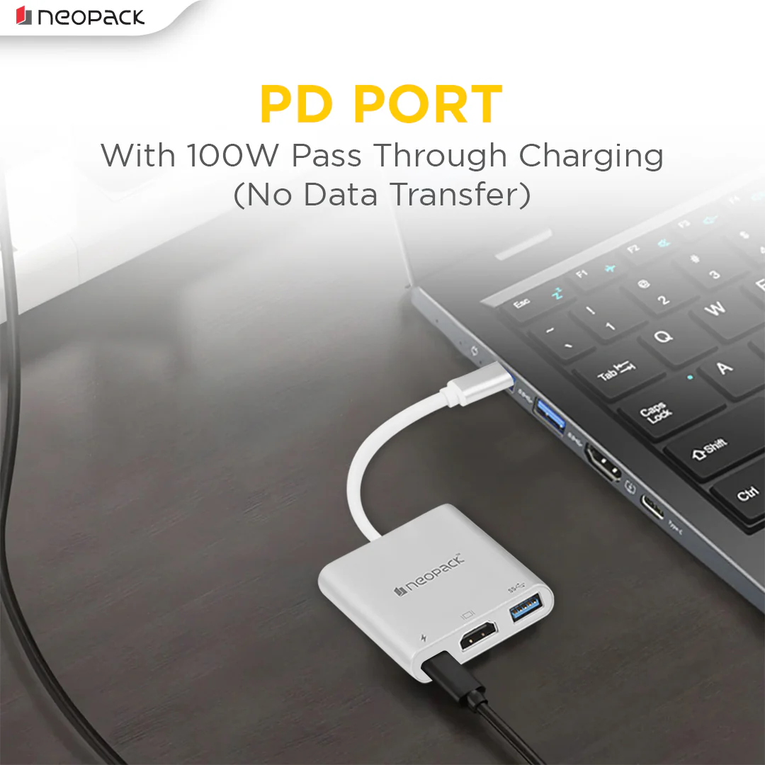 3 IN 1 Multiport USB-C Hub (Silver) - Image 4