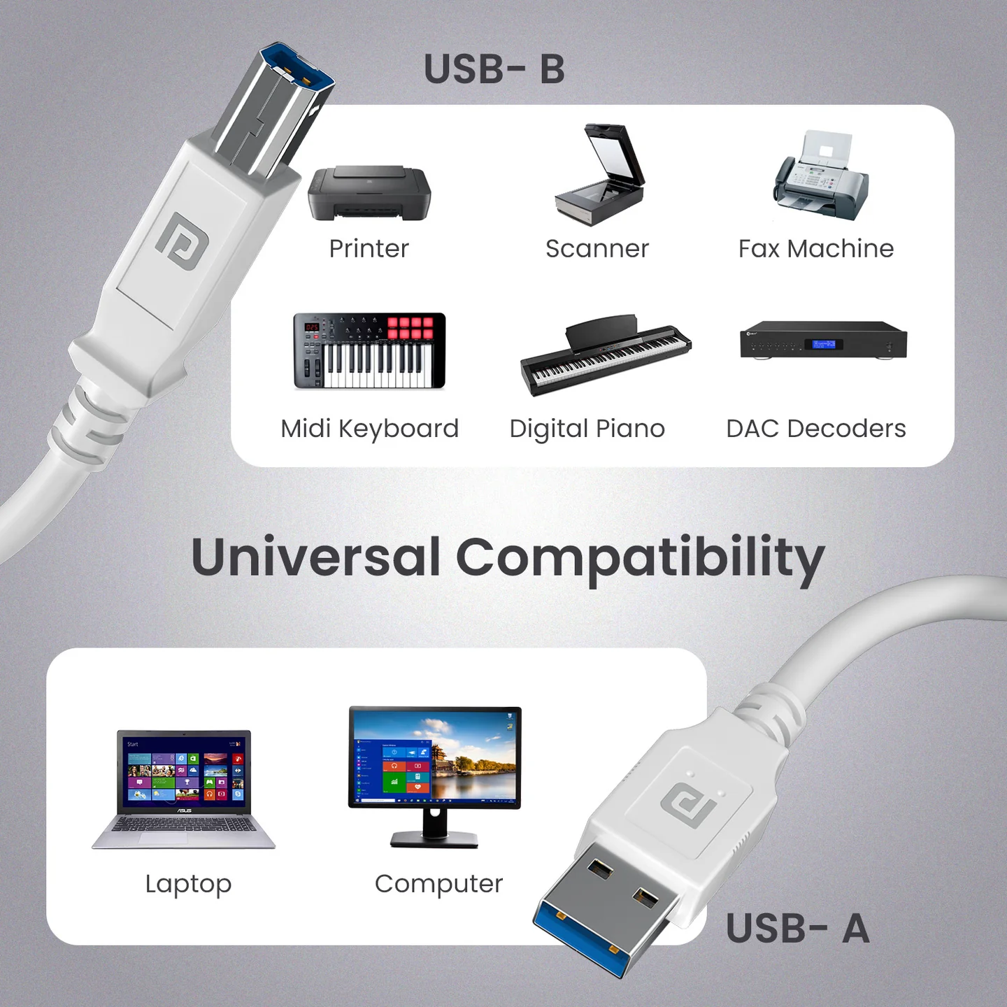Printlink 1.5 - USB A To USB B For Printer 1.5M Cable - Image 8